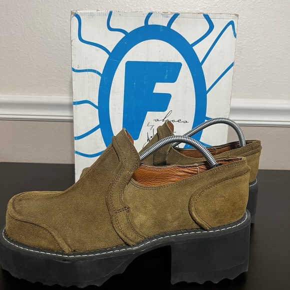 John Fluevog Other - John Fluevog Men's‎ Brown Square Toe Platform Chunky Heel Shoes Size 10 Suede